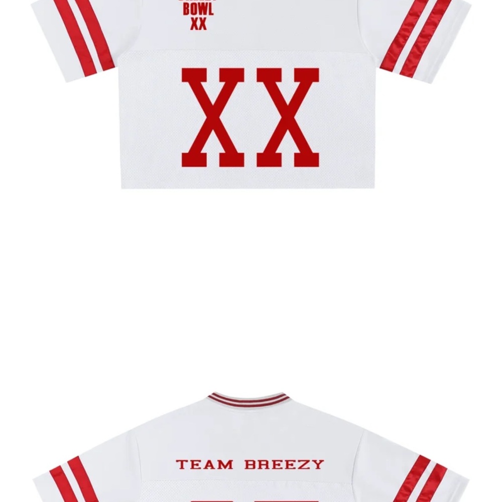 Team Breezy White and Red Jersey unisex cropped large